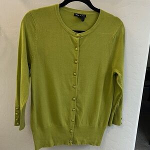 Audrey and Grace green button up 3/4 sleeve cardigan. L pin-up , retro